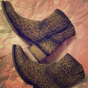 Leopard print corral cowgirl boots